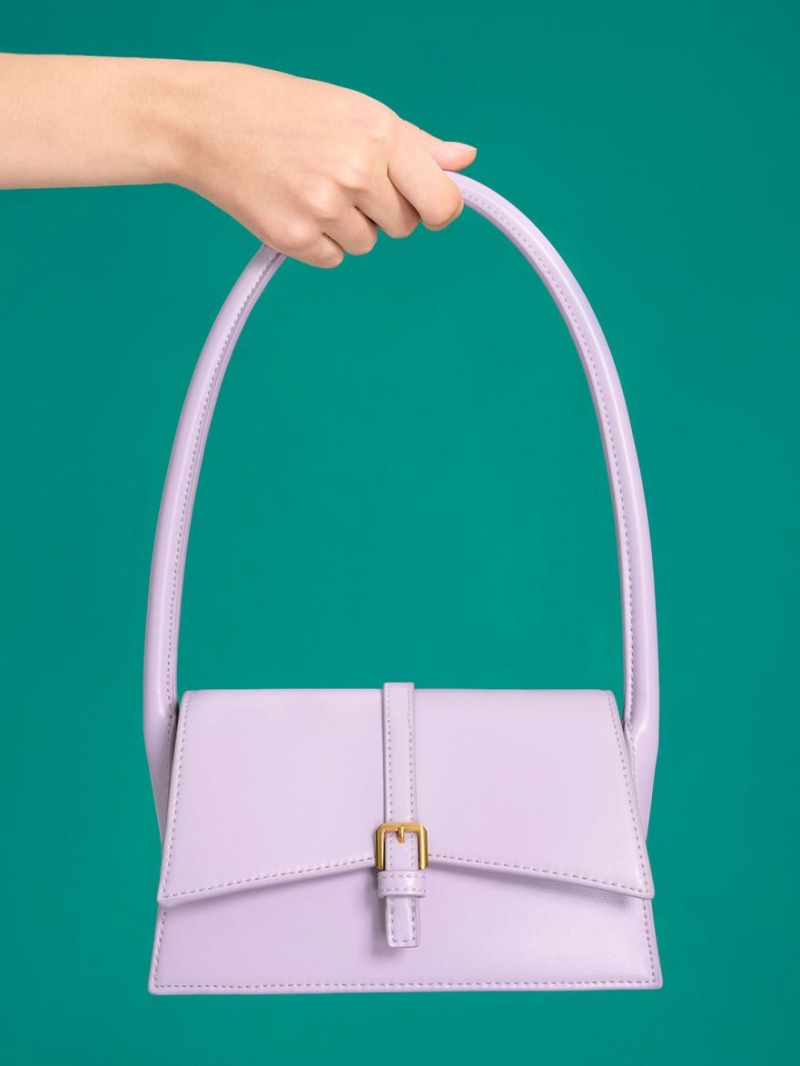 Geanta Tote Charles & Keith Annelise Belted Trapeze Violet | 832NHSFLY