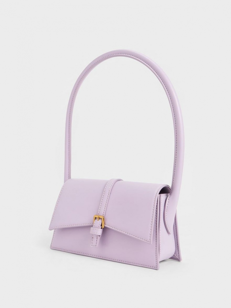 Geanta Tote Charles & Keith Annelise Belted Trapeze Violet | 832NHSFLY