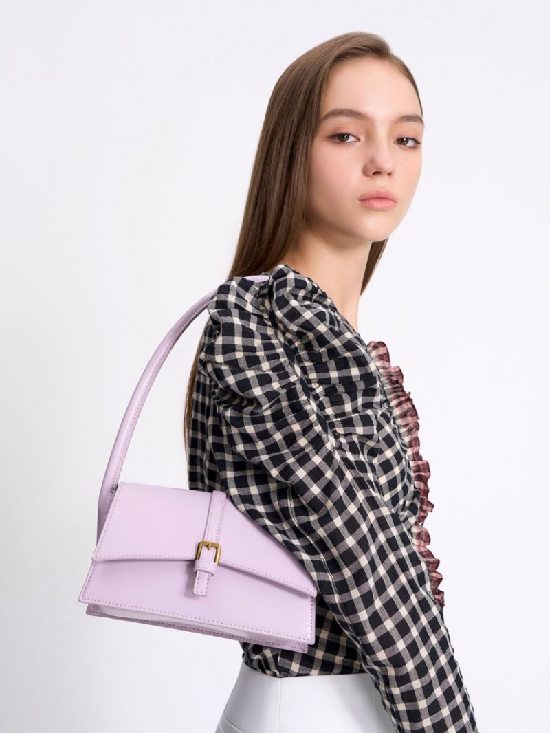 Geanta Tote Charles & Keith Annelise Belted Trapeze Violet | 832NHSFLY
