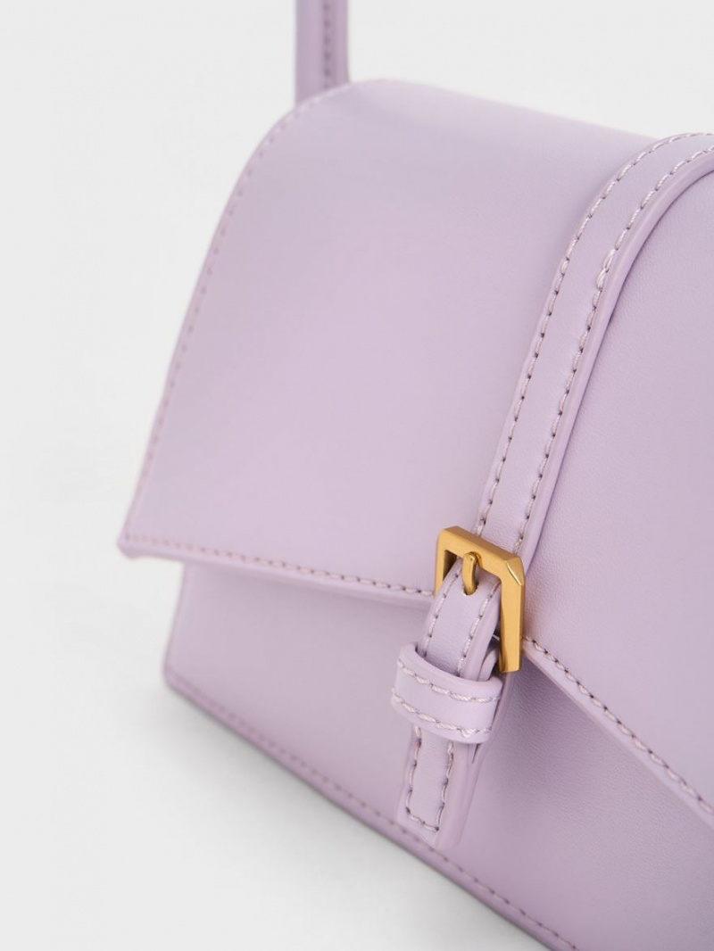 Geanta Tote Charles & Keith Annelise Belted Trapeze Violet | 832NHSFLY