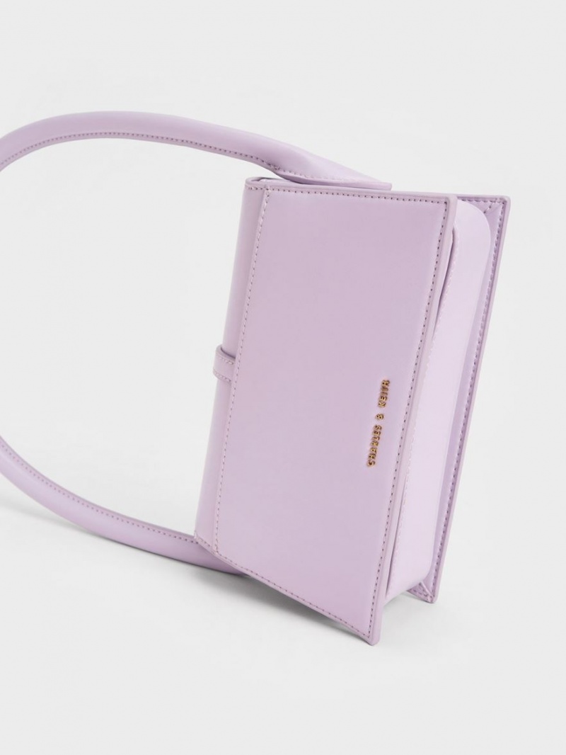 Geanta Tote Charles & Keith Annelise Belted Trapeze Violet | 832NHSFLY
