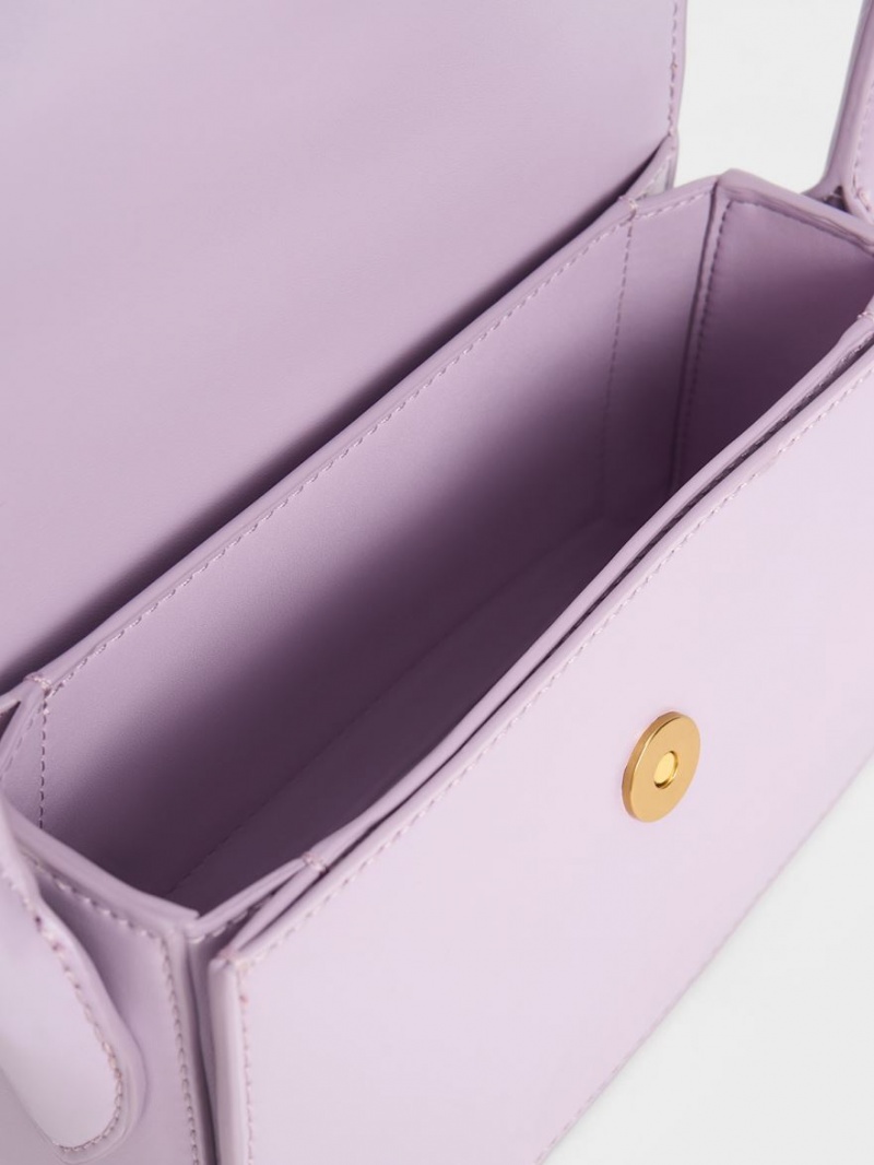 Geanta Tote Charles & Keith Annelise Belted Trapeze Violet | 832NHSFLY