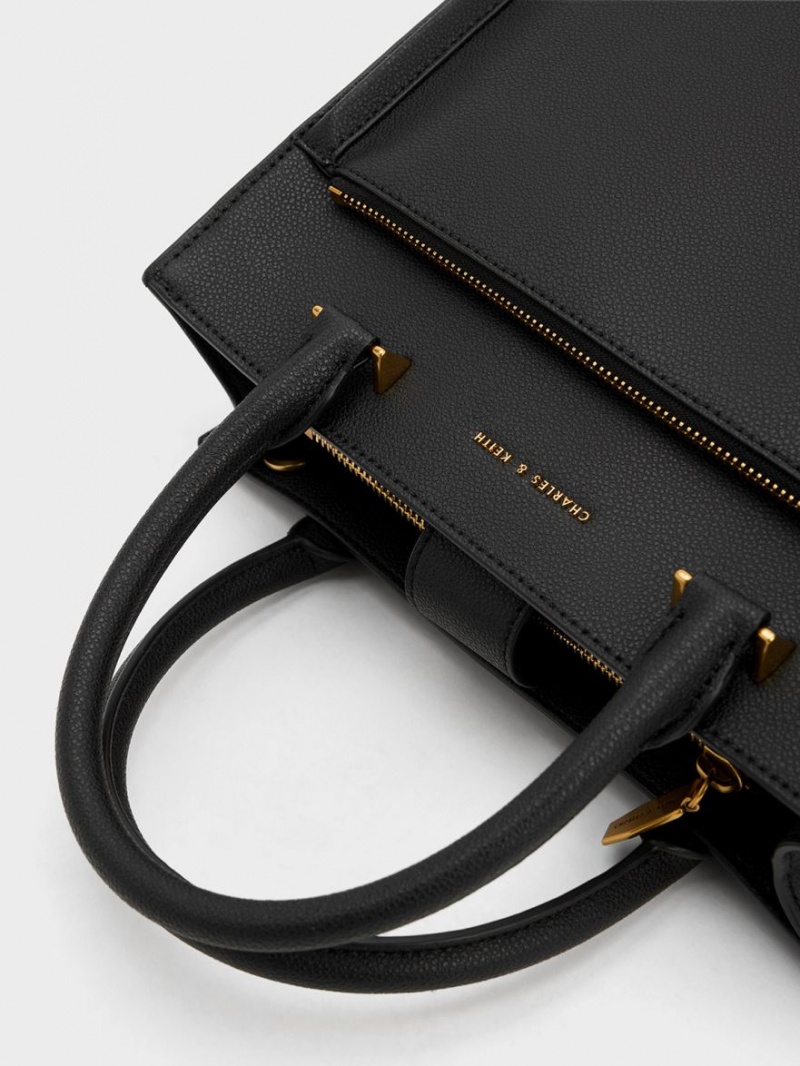 Geanta Tote Charles & Keith Anwen Structured Negrii | 450EIFYJP