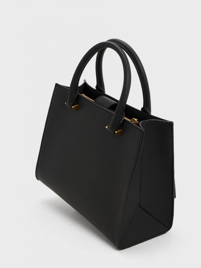 Geanta Tote Charles & Keith Anwen Structured Negrii | 450EIFYJP