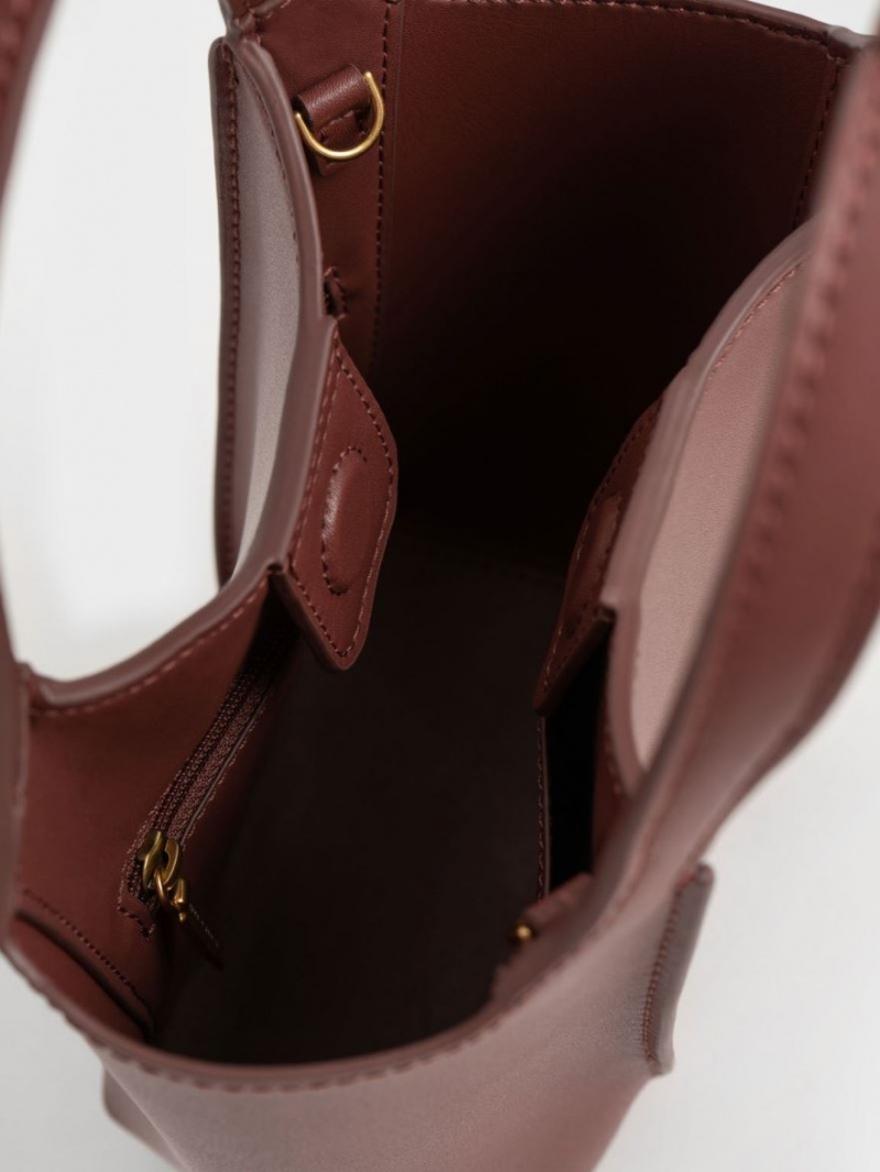 Geanta Tote Charles & Keith Arlys Ciocolata | 254IRWJUF