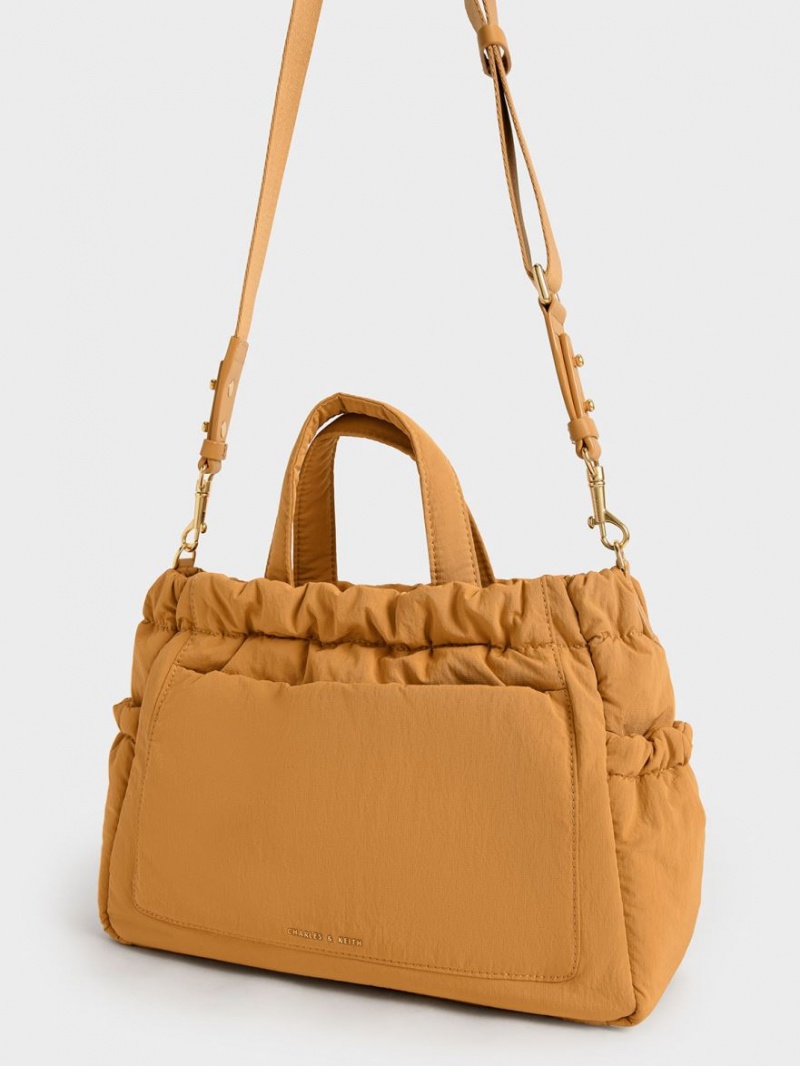 Geanta Tote Charles & Keith Aspen Ruched Double Handle Portocalii | 867LNVIGA