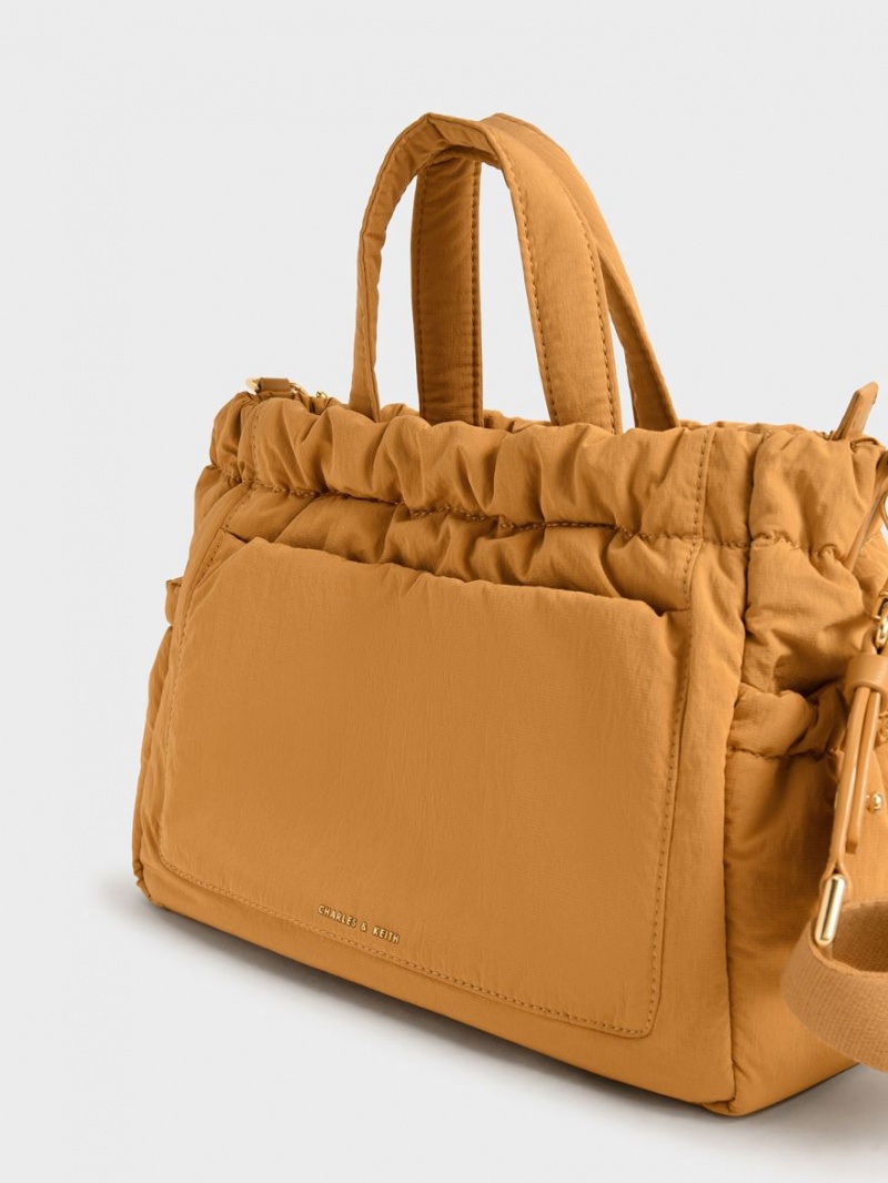 Geanta Tote Charles & Keith Aspen Ruched Double Handle Portocalii | 867LNVIGA