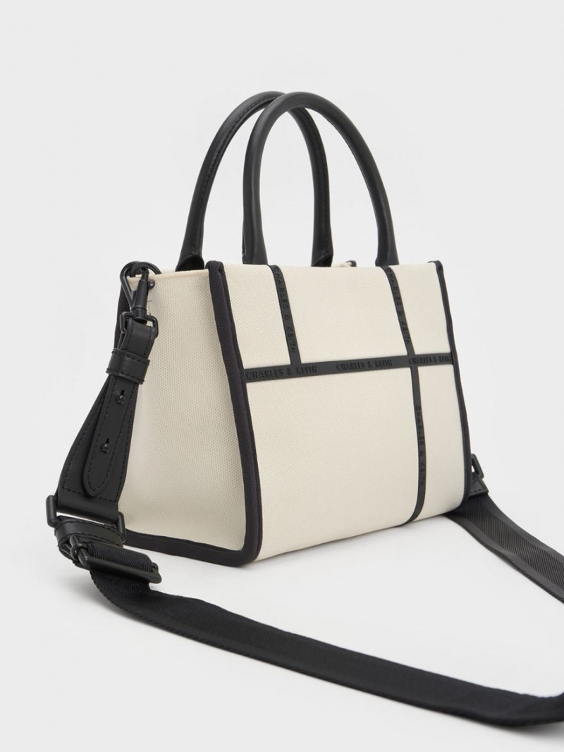Geanta Tote Charles & Keith Avenue Contrast-Trim Albi | 659FTUYGA