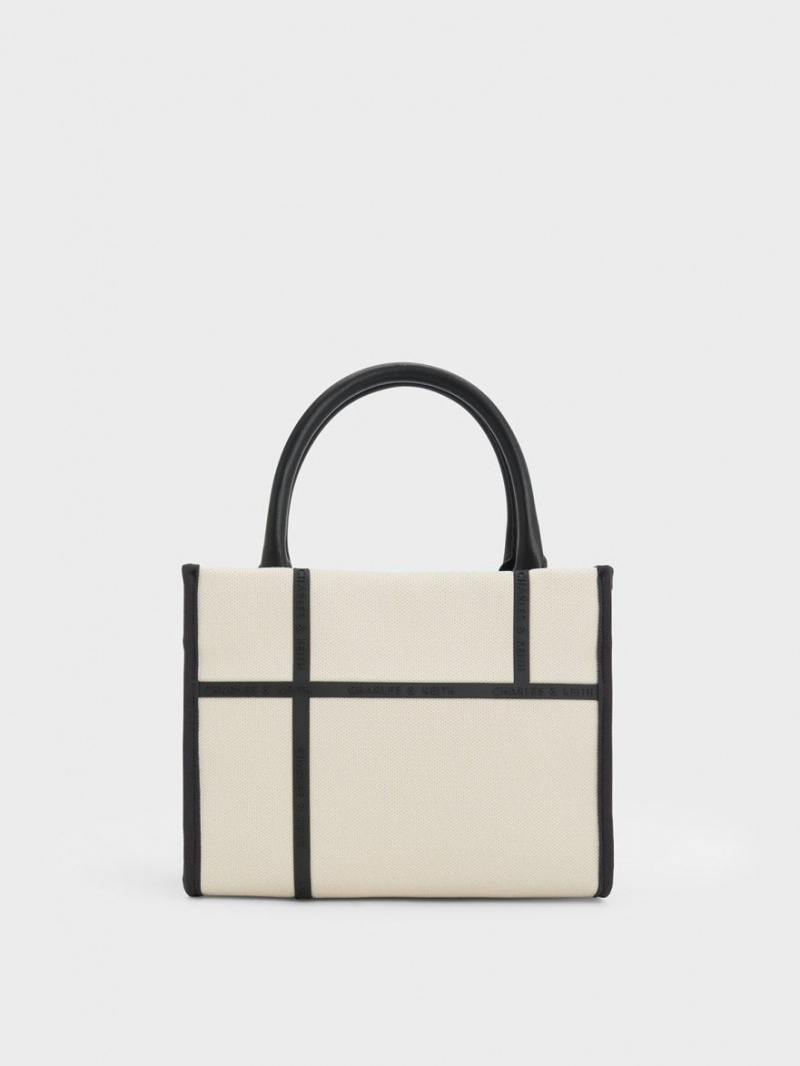 Geanta Tote Charles & Keith Avenue Contrast-Trim Albi | 659FTUYGA
