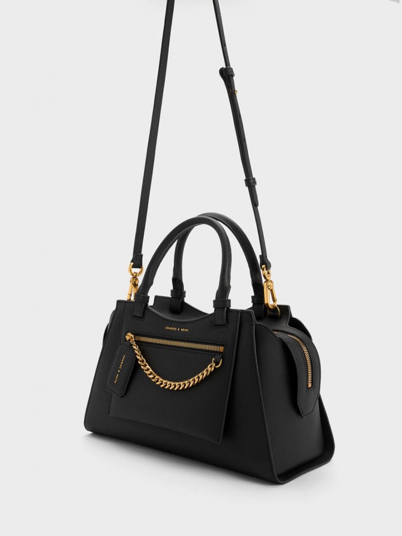 Geanta Tote Charles & Keith Avis Trapeze Negrii | 572OEPIXT