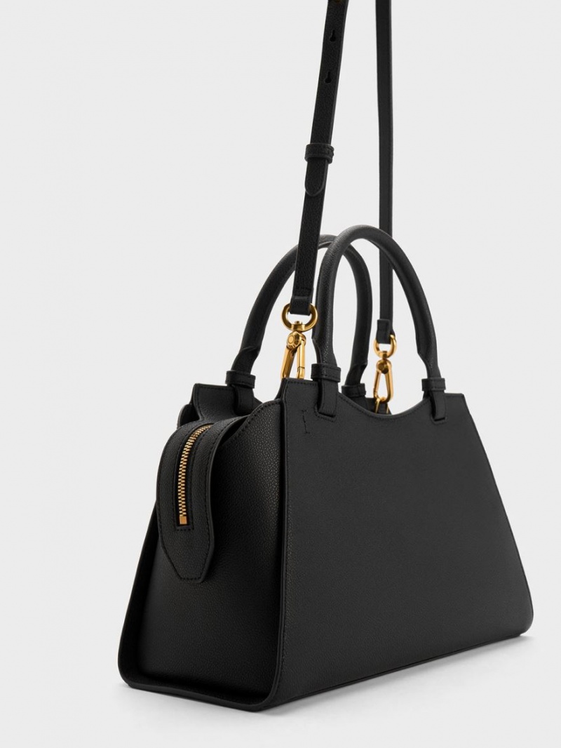 Geanta Tote Charles & Keith Avis Trapeze Negrii | 572OEPIXT