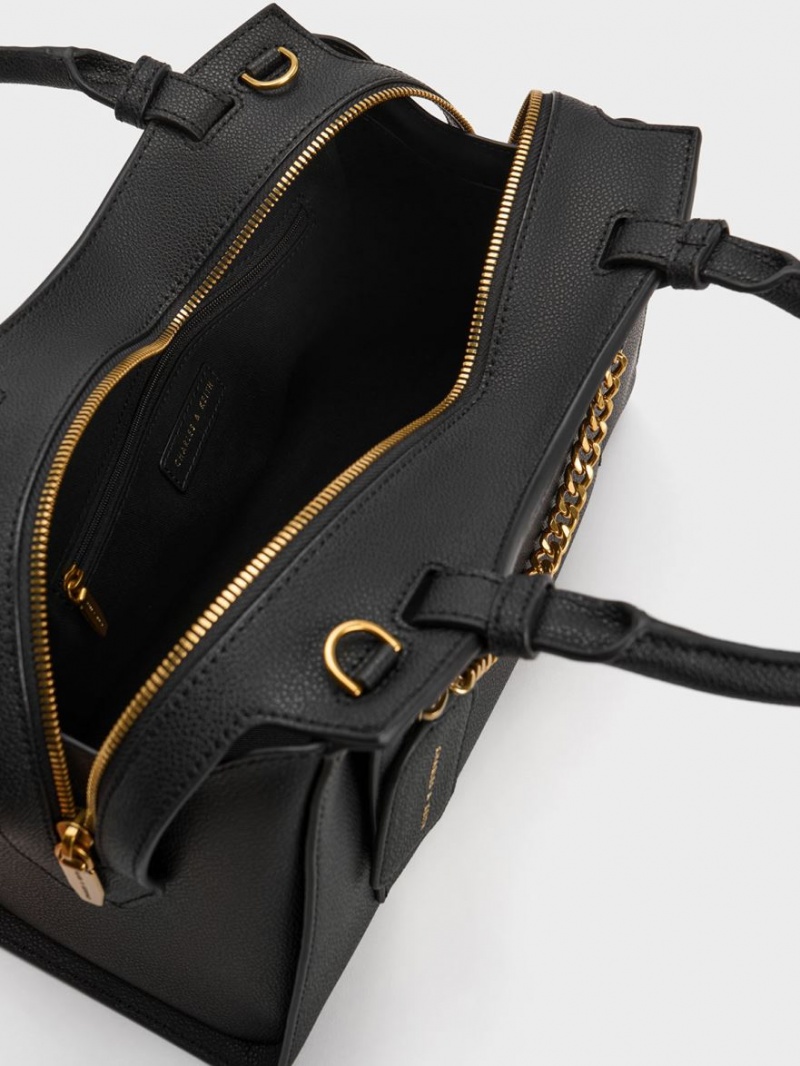 Geanta Tote Charles & Keith Avis Trapeze Negrii | 572OEPIXT