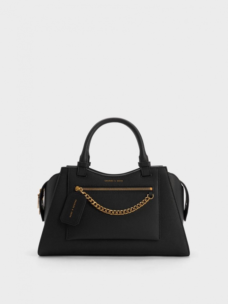 Geanta Tote Charles & Keith Avis Trapeze Negrii | 572OEPIXT