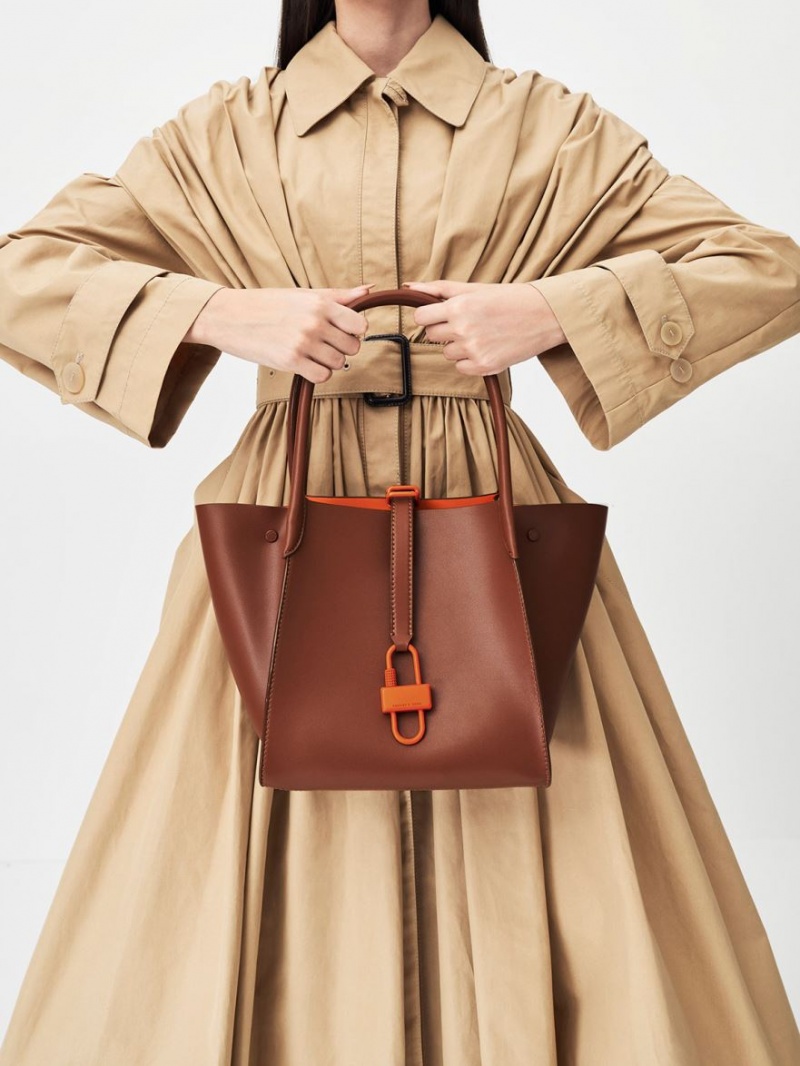 Geanta Tote Charles & Keith Balta Belted Maro | 815OUYWFK