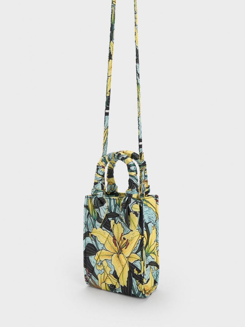 Geanta Tote Charles & Keith Botanical Print Fabric Colorati | 640BDQGFH