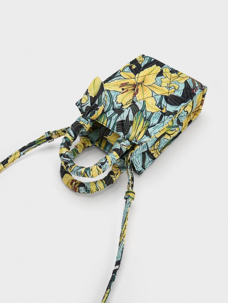 Geanta Tote Charles & Keith Botanical Print Fabric Colorati | 640BDQGFH