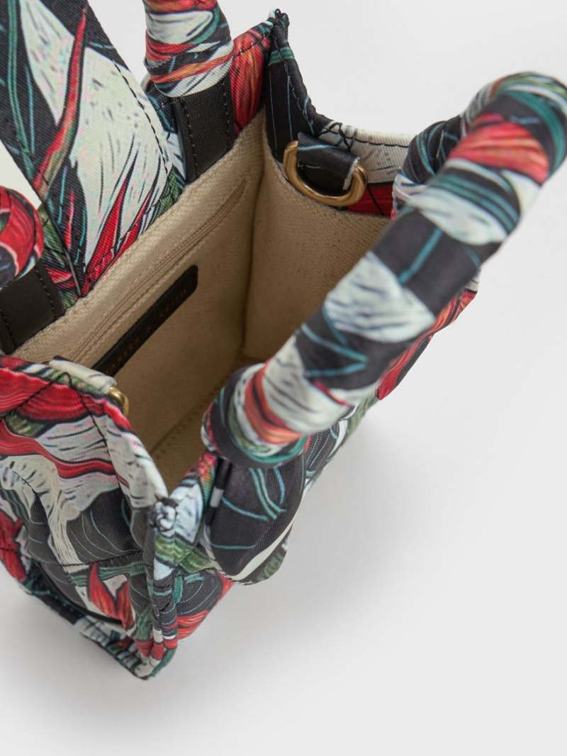 Geanta Tote Charles & Keith Botanical Print Fabric Colorati | 937DIGYVB