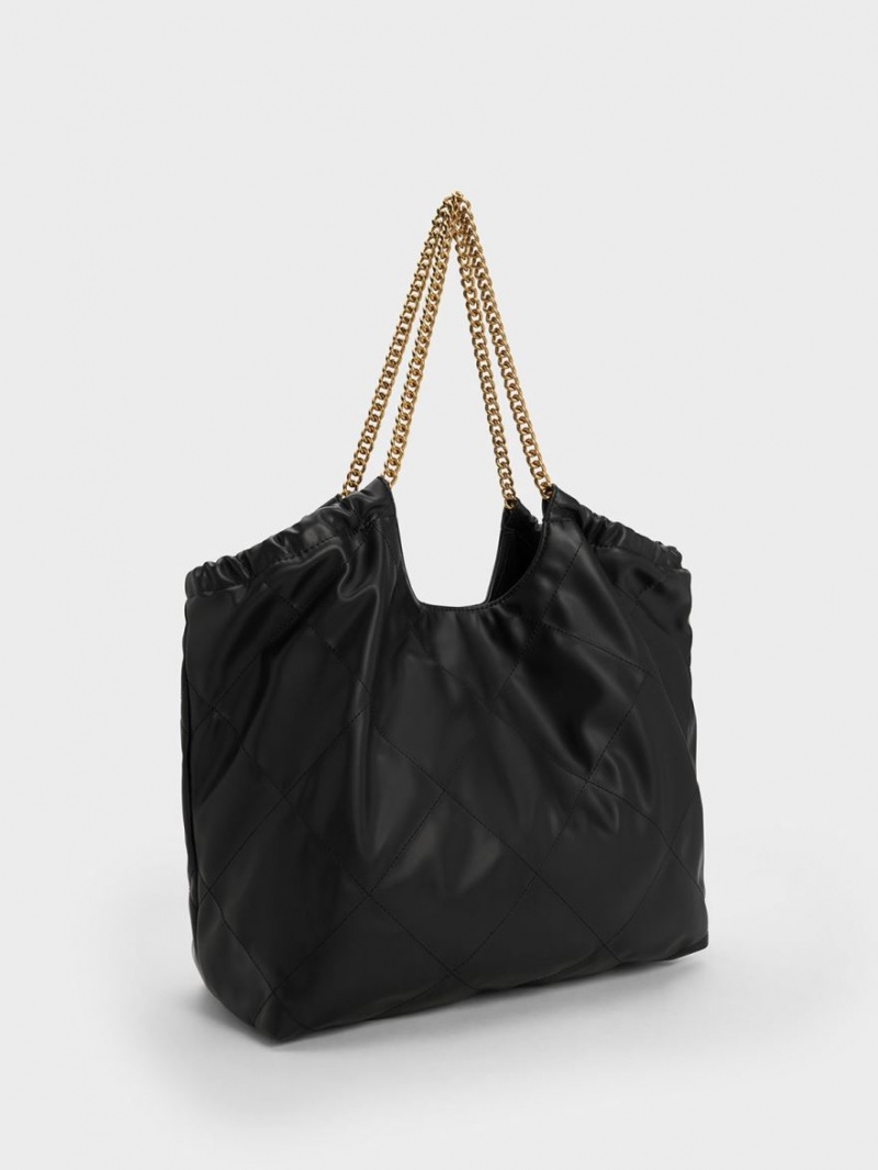 Geanta Tote Charles & Keith Braided Handle Negrii | 936ISKEGN