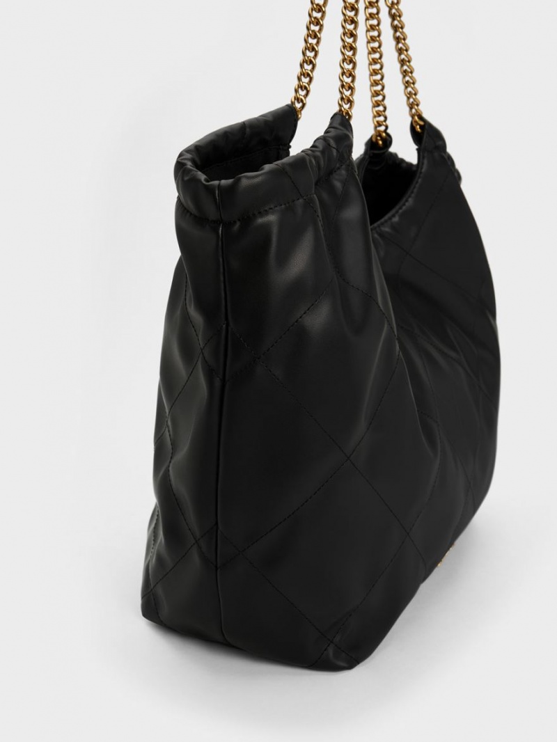 Geanta Tote Charles & Keith Braided Handle Negrii | 936ISKEGN