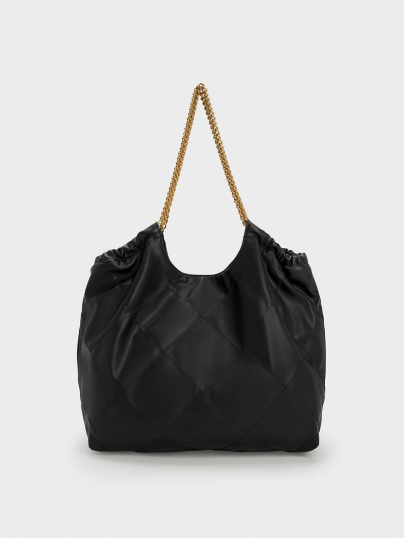 Geanta Tote Charles & Keith Braided Handle Negrii | 936ISKEGN