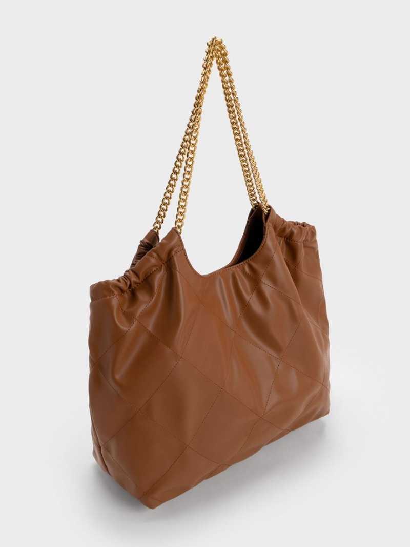 Geanta Tote Charles & Keith Braided Handle Ciocolata | 908EWXNRP
