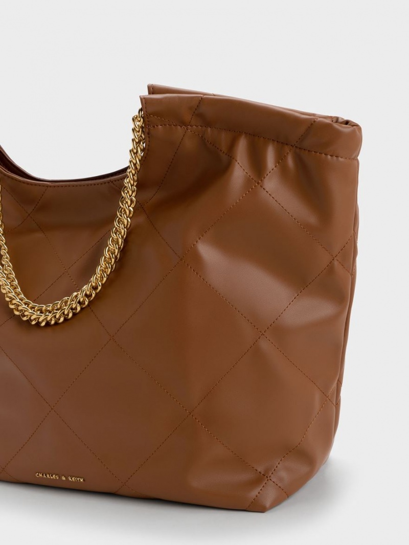 Geanta Tote Charles & Keith Braided Handle Ciocolata | 908EWXNRP