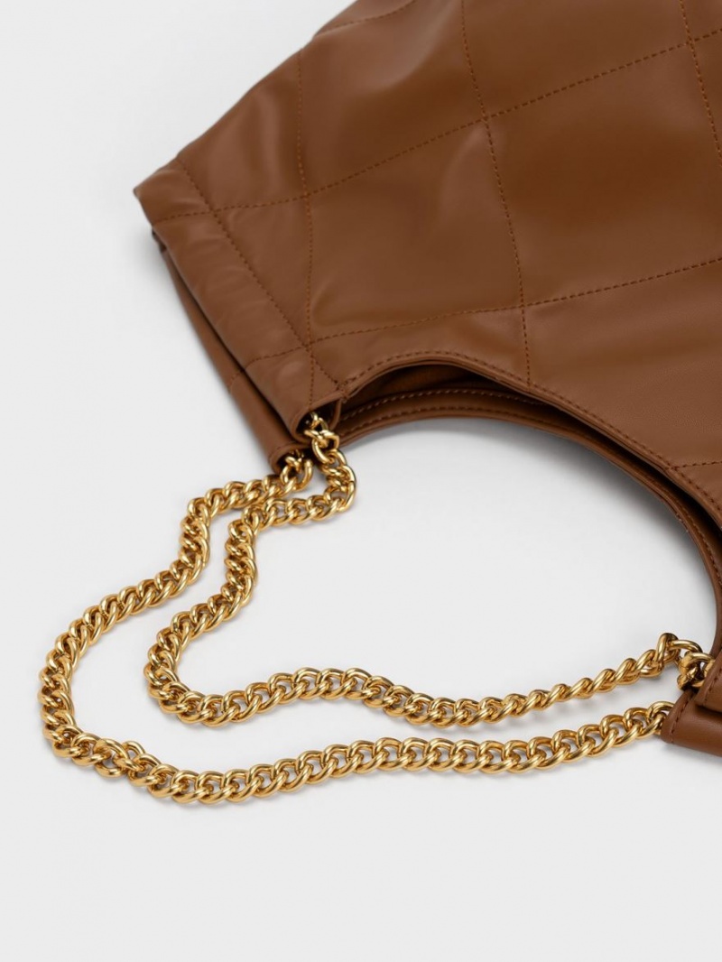 Geanta Tote Charles & Keith Braided Handle Ciocolata | 908EWXNRP