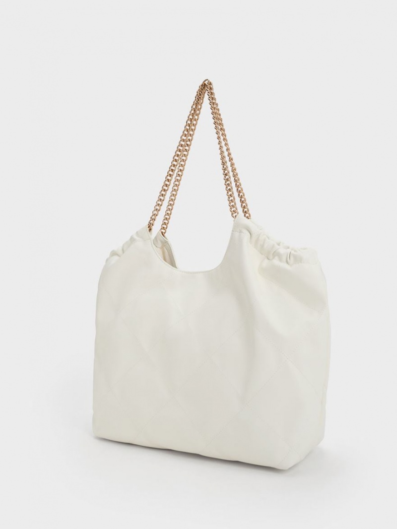Geanta Tote Charles & Keith Braided Handle Albi | 810FHGEMV