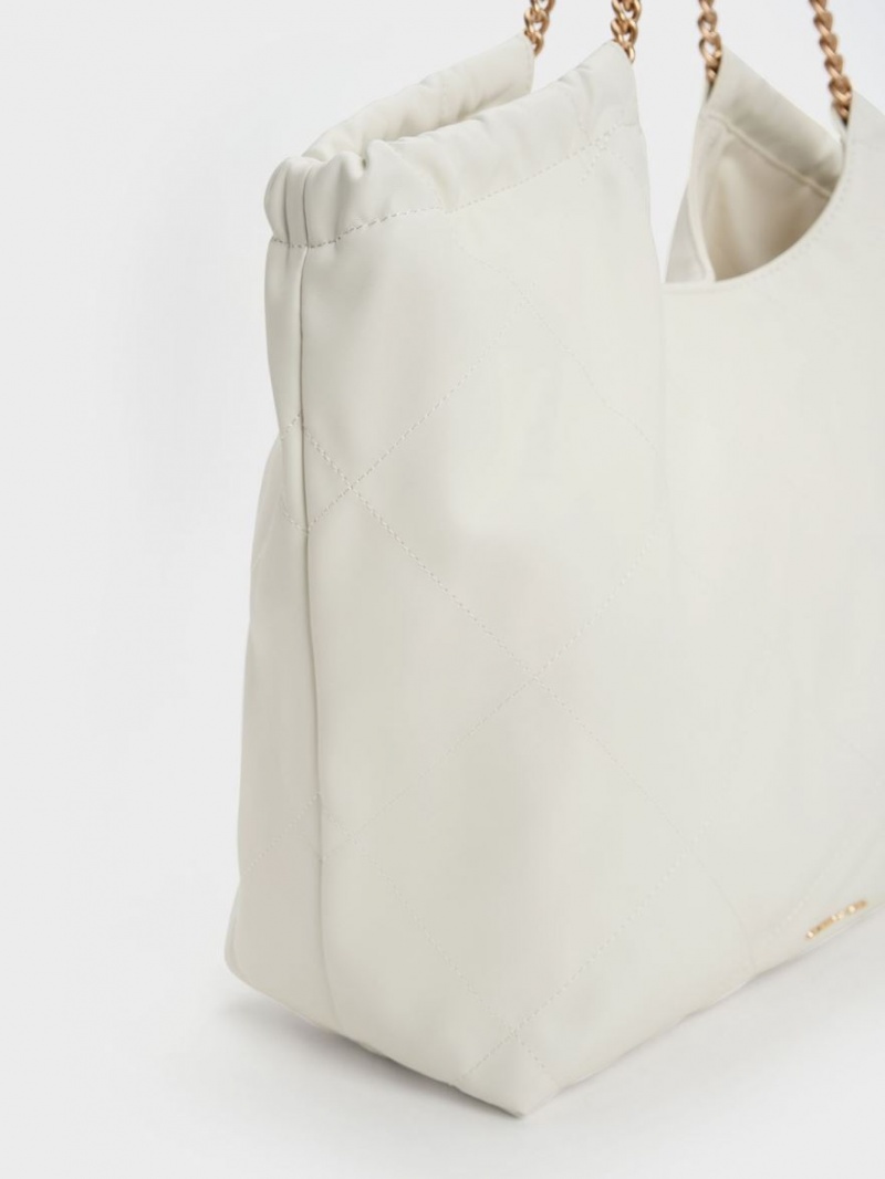 Geanta Tote Charles & Keith Braided Handle Albi | 810FHGEMV