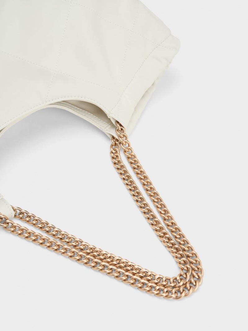 Geanta Tote Charles & Keith Braided Handle Albi | 810FHGEMV