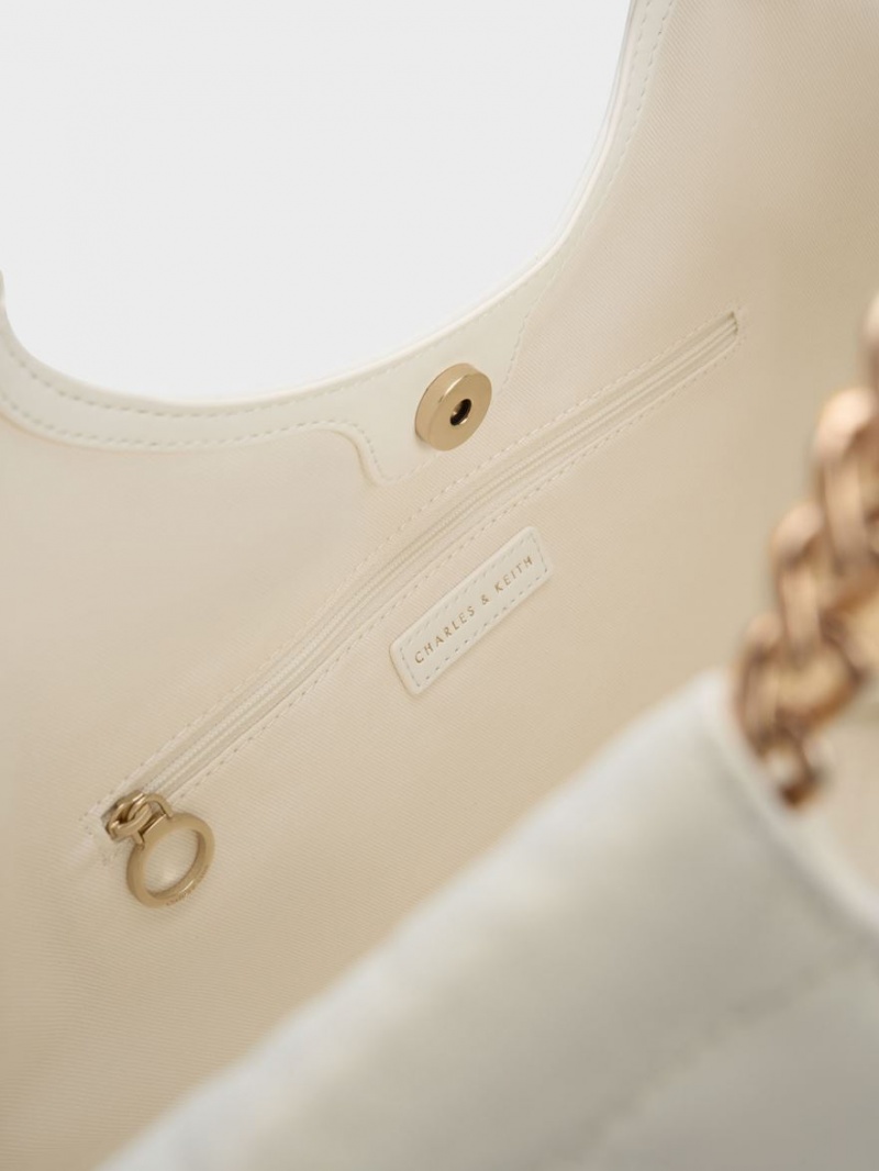 Geanta Tote Charles & Keith Braided Handle Albi | 810FHGEMV