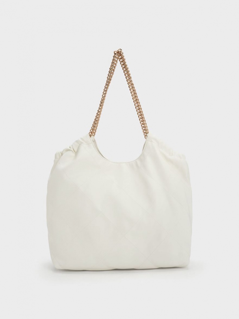 Geanta Tote Charles & Keith Braided Handle Albi | 810FHGEMV