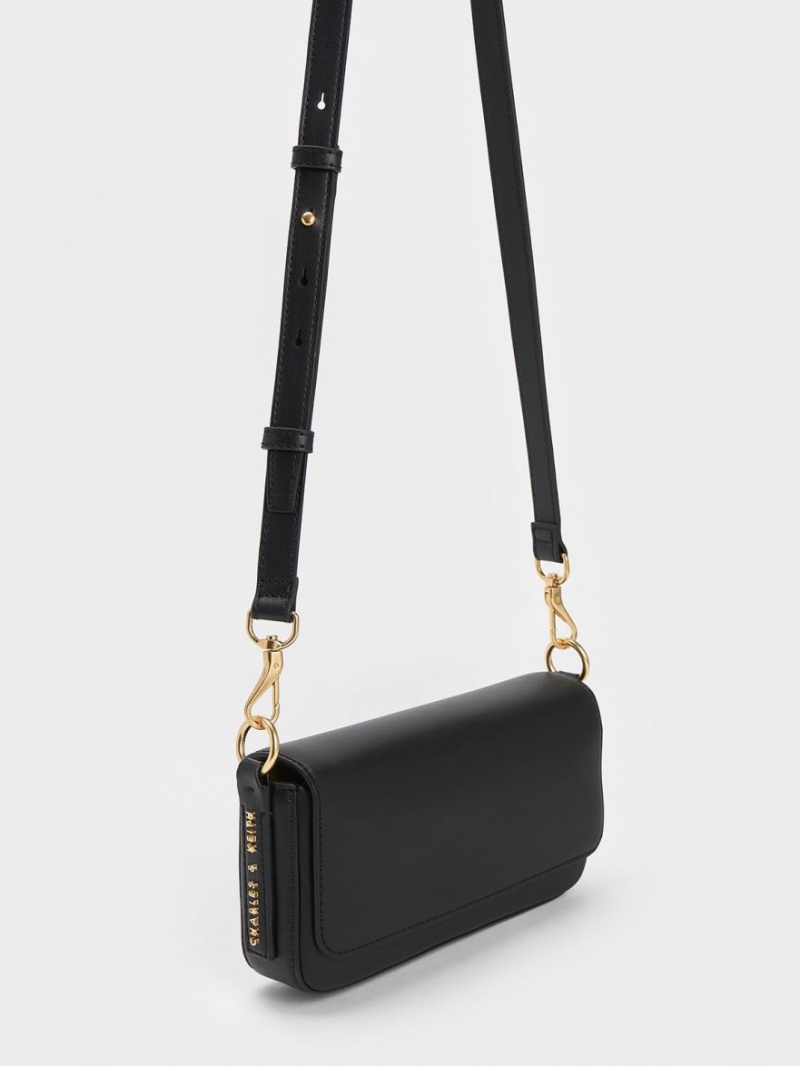 Geanta Tote Charles & Keith Catena Front Flap Negrii | 157IOJKXU