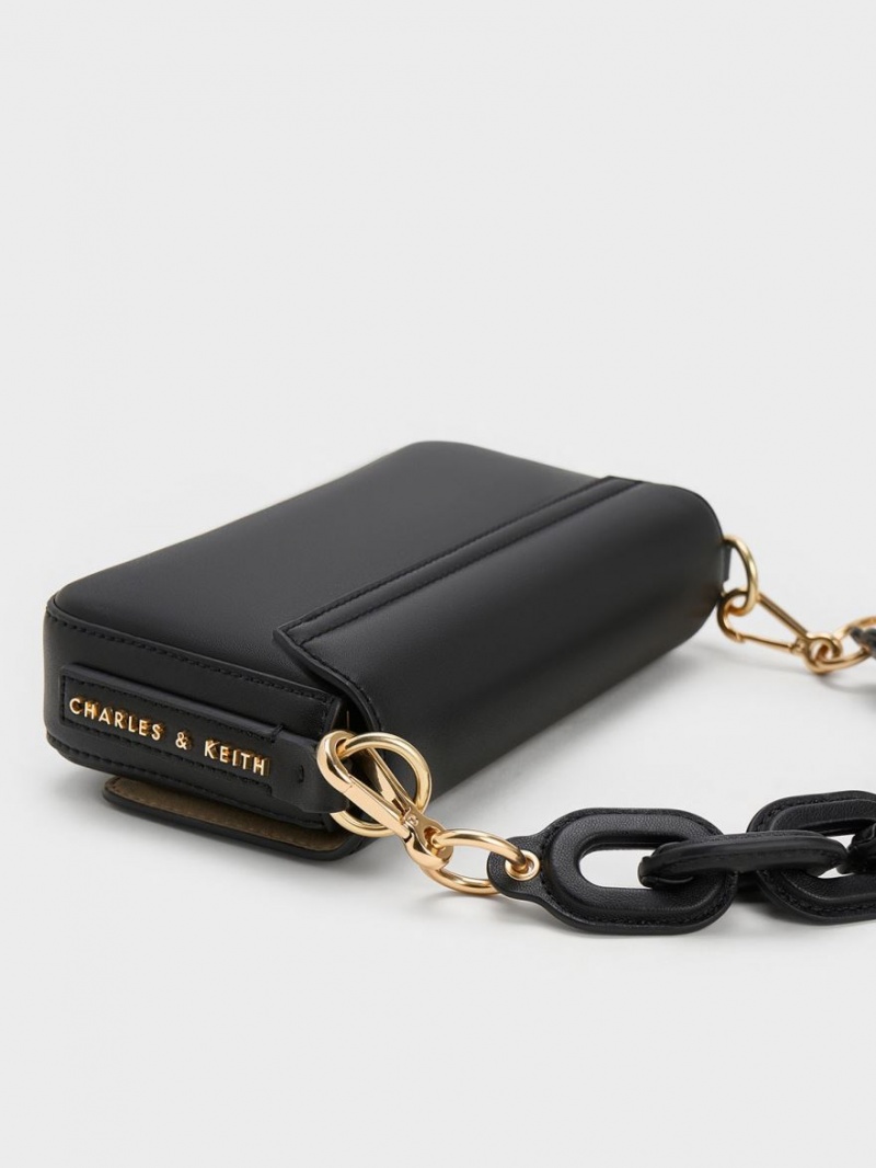 Geanta Tote Charles & Keith Catena Front Flap Negrii | 157IOJKXU