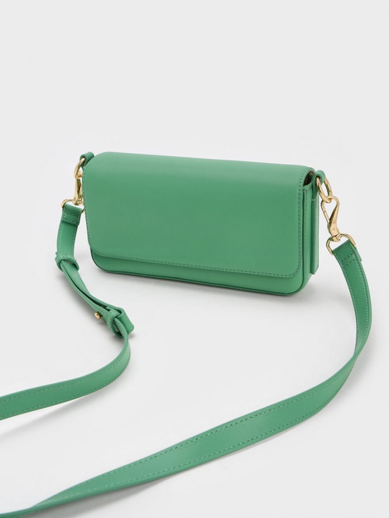 Geanta Tote Charles & Keith Catena Front Flap Verzi | 345ZFCRBP