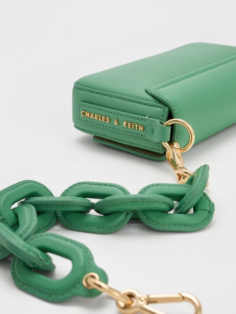 Geanta Tote Charles & Keith Catena Front Flap Verzi | 345ZFCRBP