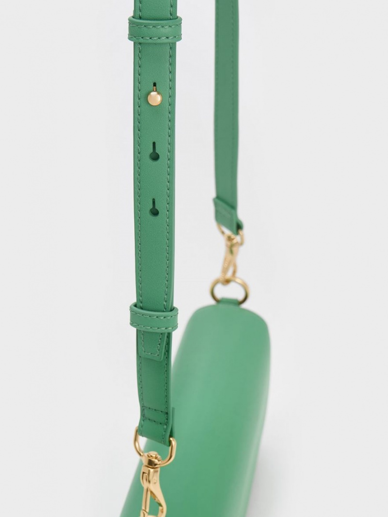 Geanta Tote Charles & Keith Catena Front Flap Verzi | 345ZFCRBP
