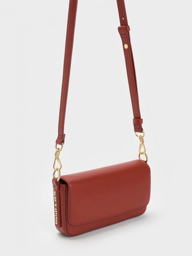 Geanta Tote Charles & Keith Catena Front Flap Rosii Inchis | 431JLXVZF