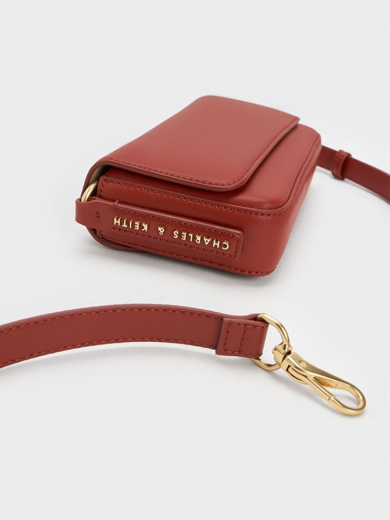 Geanta Tote Charles & Keith Catena Front Flap Rosii Inchis | 431JLXVZF