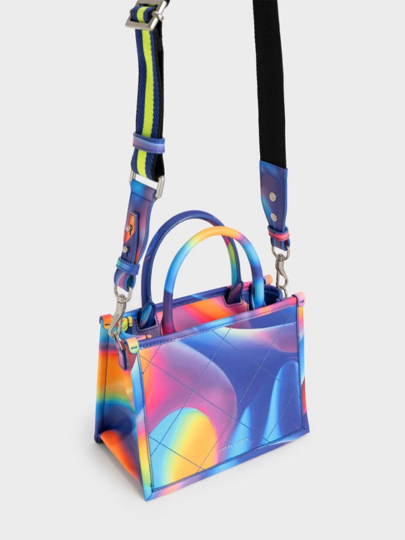 Geanta Tote Charles & Keith Celia Matlasat Double Handle Colorati | 904ANXYMJ