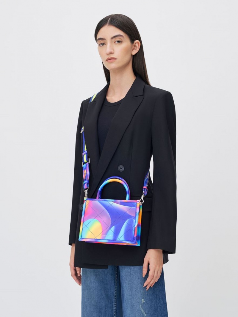 Geanta Tote Charles & Keith Celia Matlasat Double Handle Colorati | 904ANXYMJ