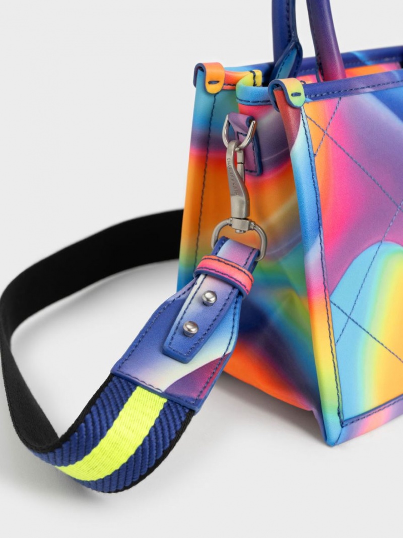 Geanta Tote Charles & Keith Celia Matlasat Double Handle Colorati | 904ANXYMJ