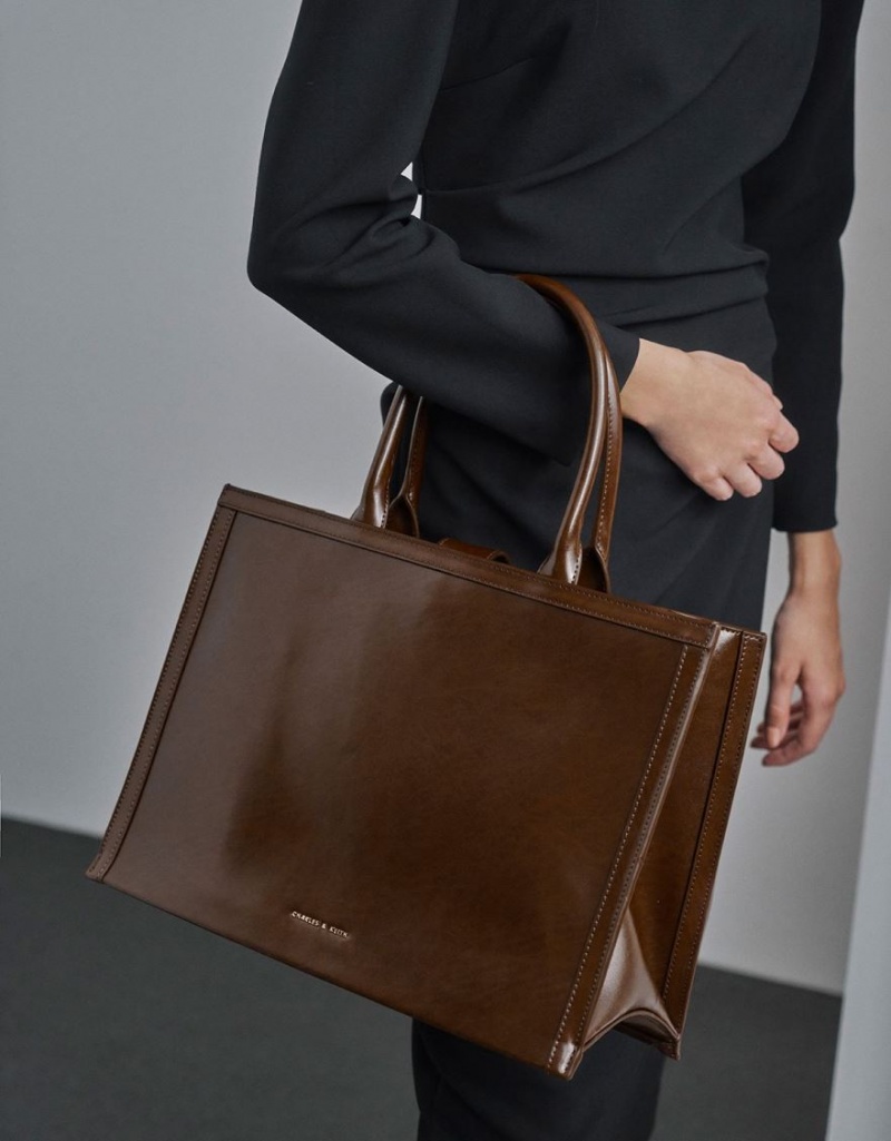 Geanta Tote Charles & Keith Charlot Maro Inchis | 769OXQRAE