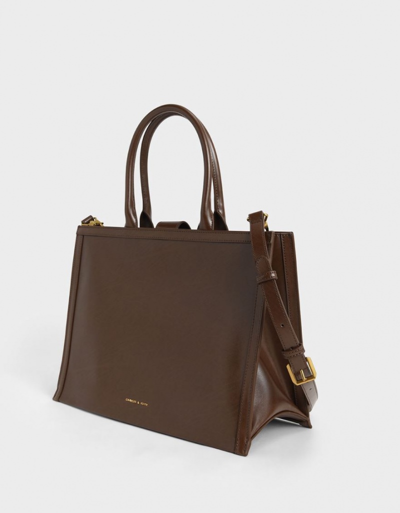 Geanta Tote Charles & Keith Charlot Maro Inchis | 769OXQRAE