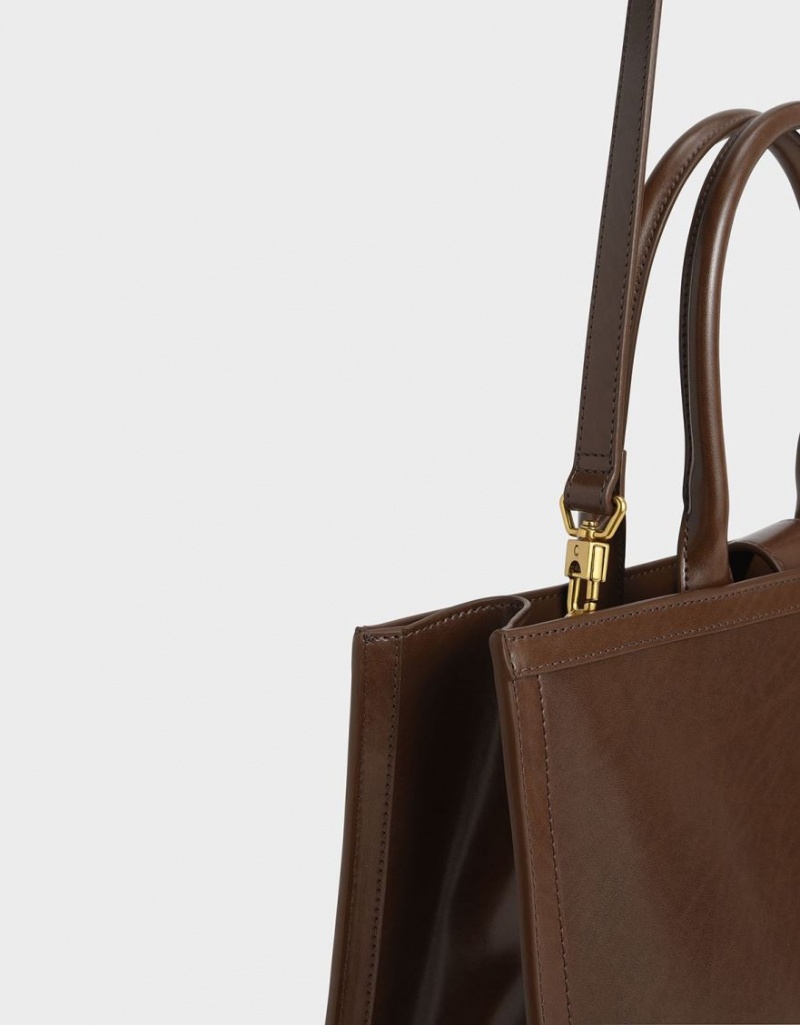 Geanta Tote Charles & Keith Charlot Maro Inchis | 769OXQRAE