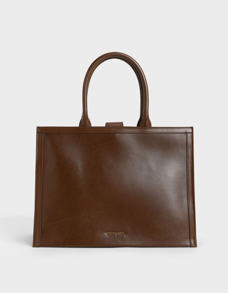 Geanta Tote Charles & Keith Charlot Maro Inchis | 769OXQRAE