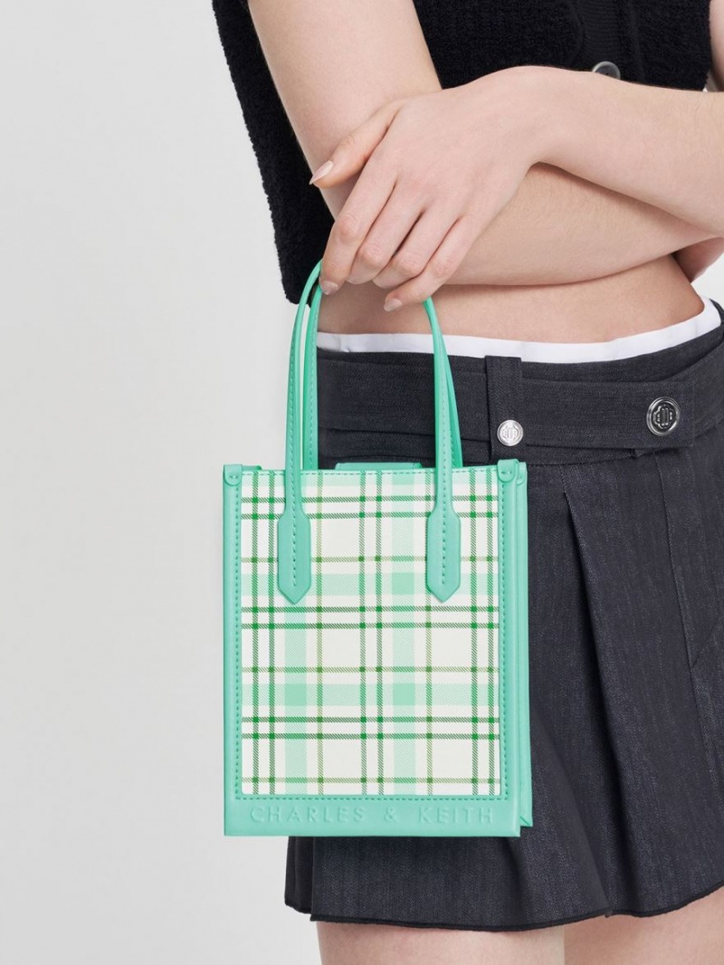 Geanta Tote Charles & Keith Checkered Geometric Colorati | 160KYUZAL