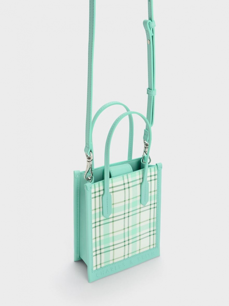 Geanta Tote Charles & Keith Checkered Geometric Colorati | 160KYUZAL