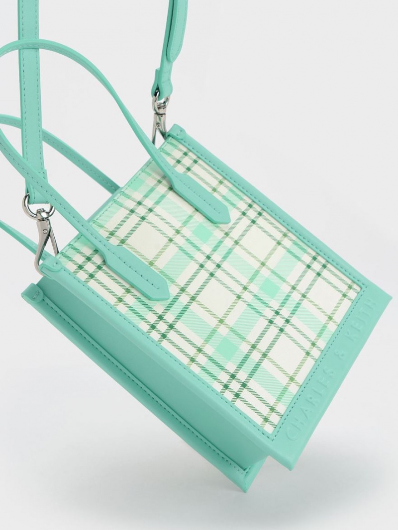Geanta Tote Charles & Keith Checkered Geometric Colorati | 160KYUZAL