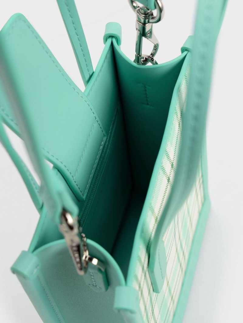 Geanta Tote Charles & Keith Checkered Geometric Colorati | 160KYUZAL